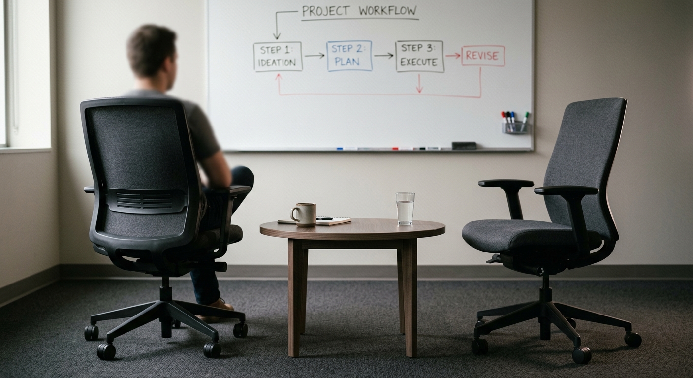 Florida two office chairs facing each other with a whiteboard in the background