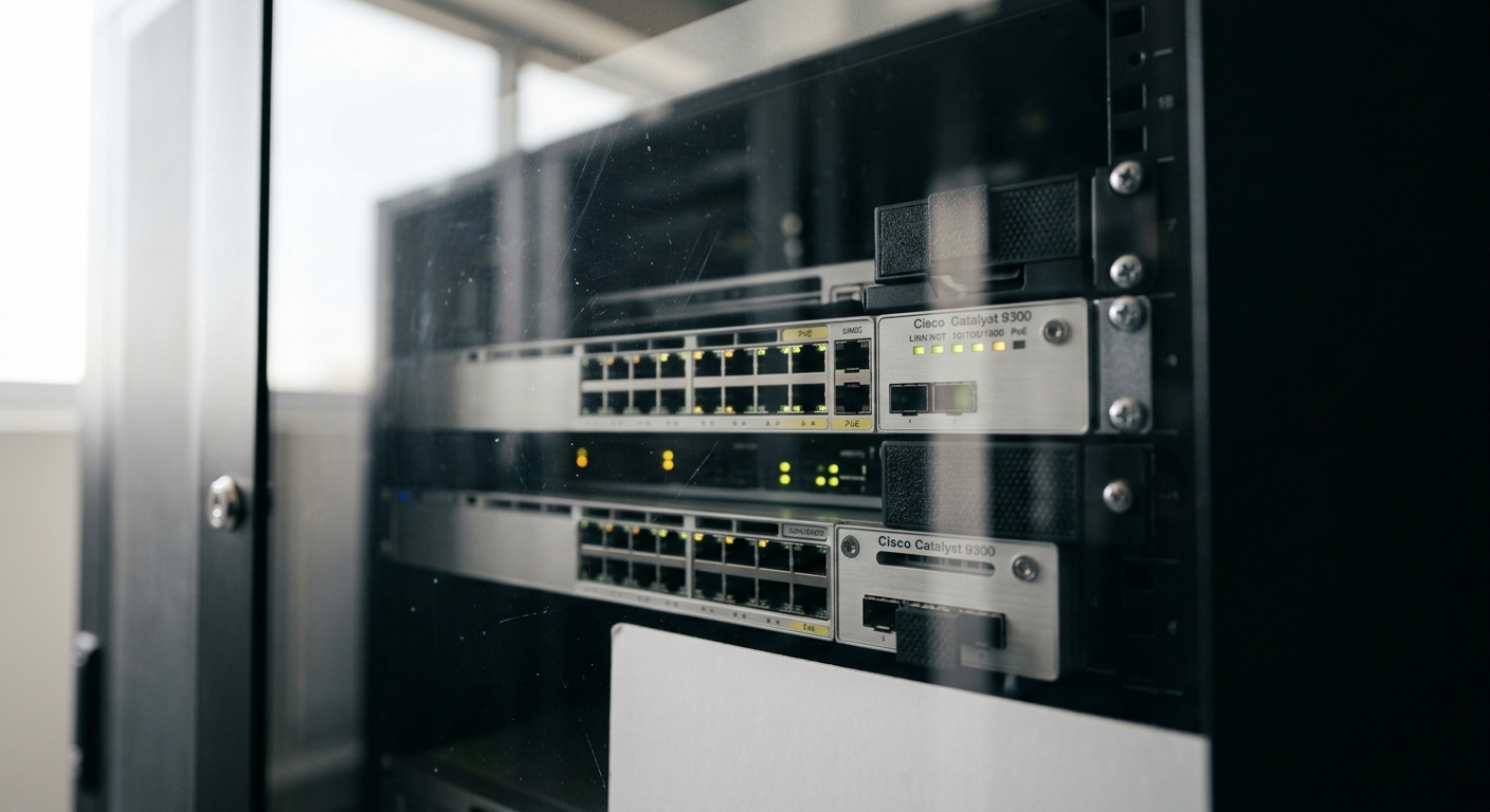 Server rack with LED lights behind glass, representing California's SB 53 frontier AI safety framework