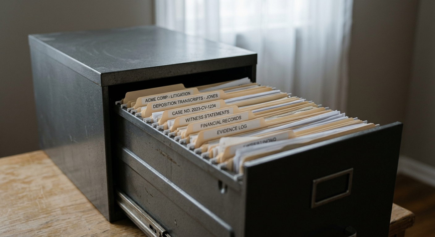 Alaska filing cabinet with organized legal folders