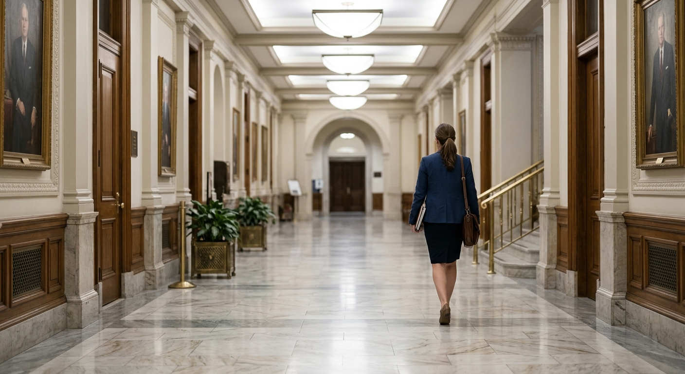 Arizona official government building hallway with marble floors