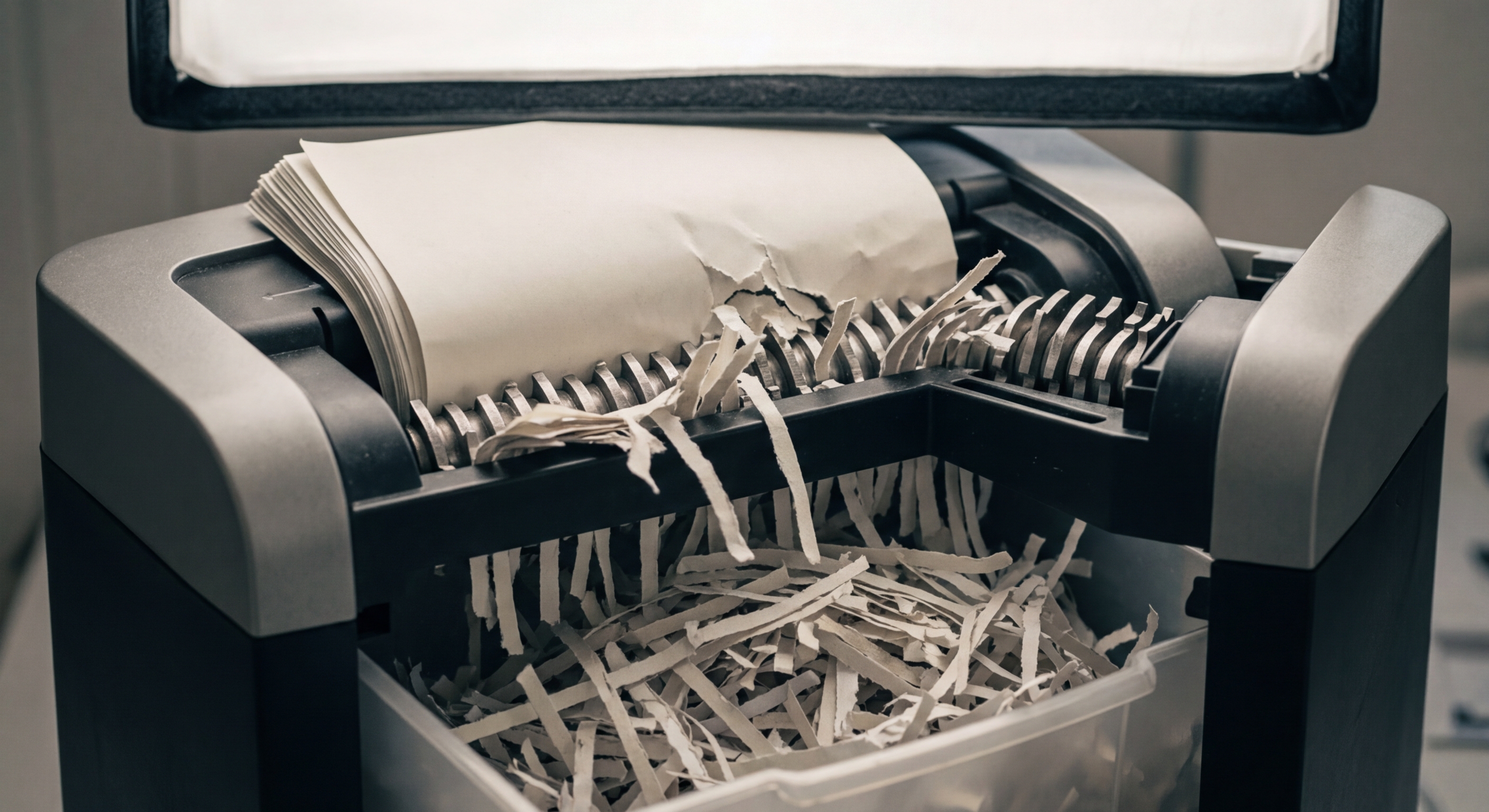 Texas biometric data destruction requirements illustrated by document shredder