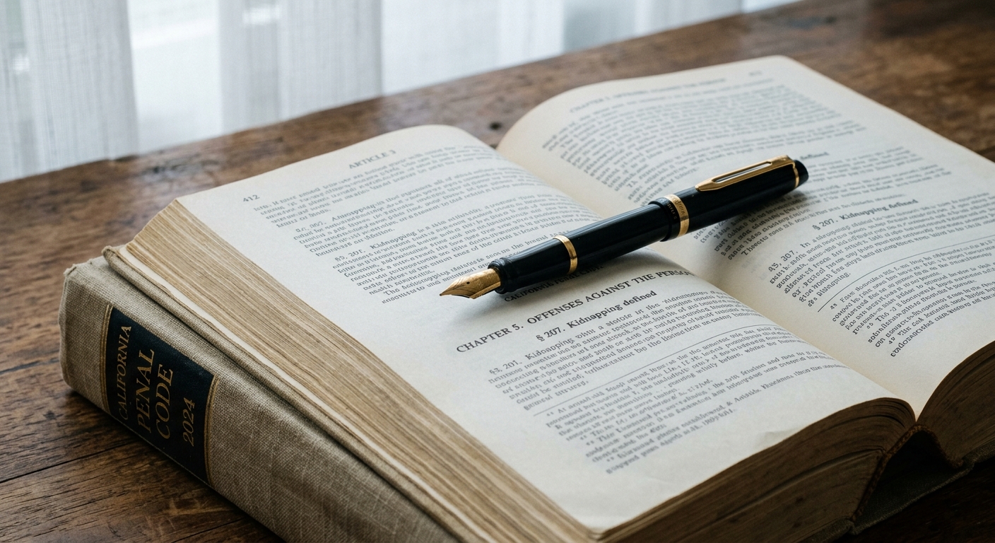 United States pen resting on an open legal statute book