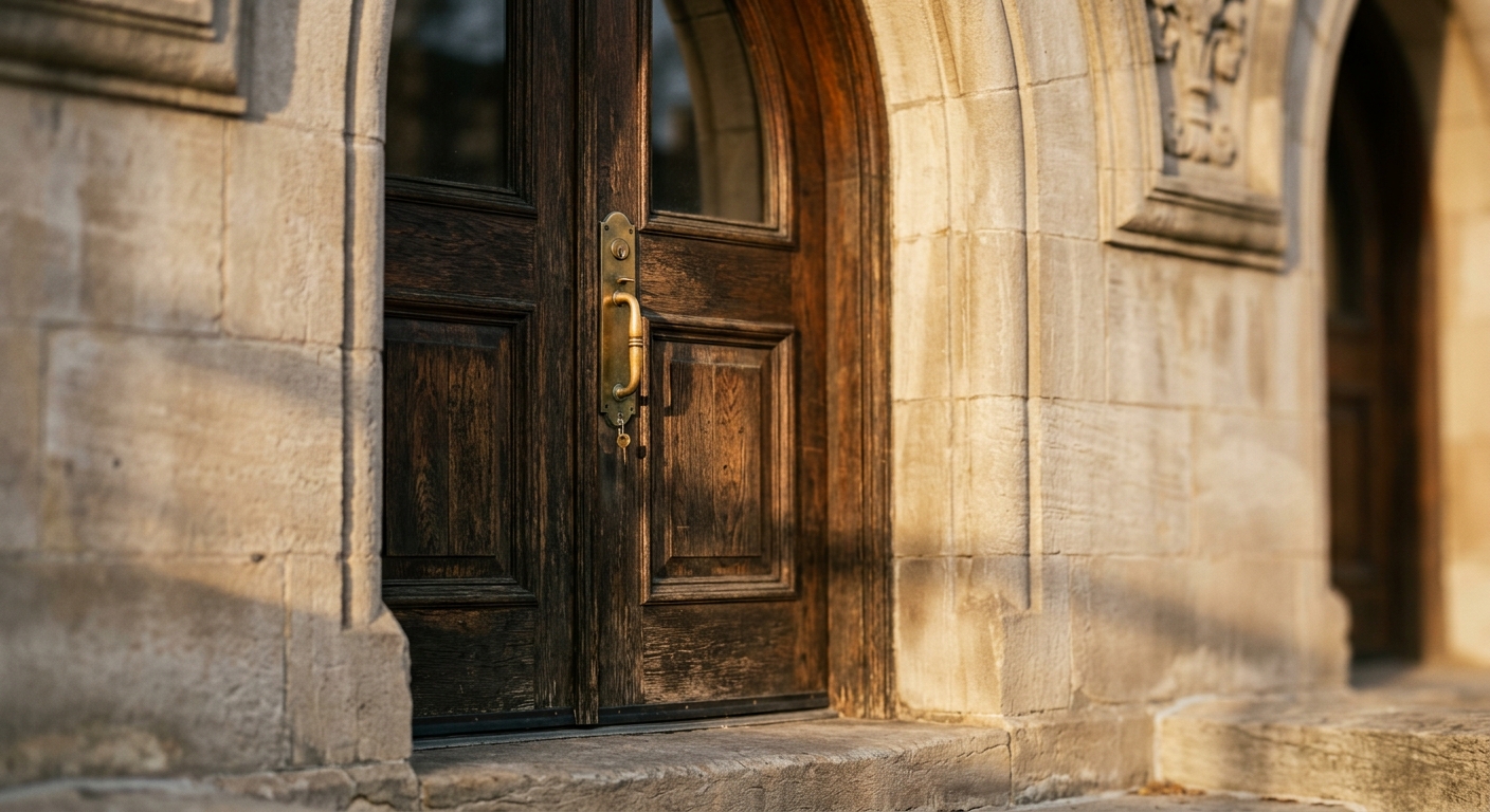 United States courthouse entrance door with brass handles
