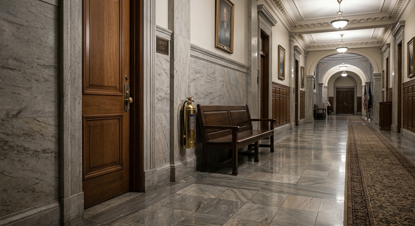 Ontario official government building hallway with marble floors