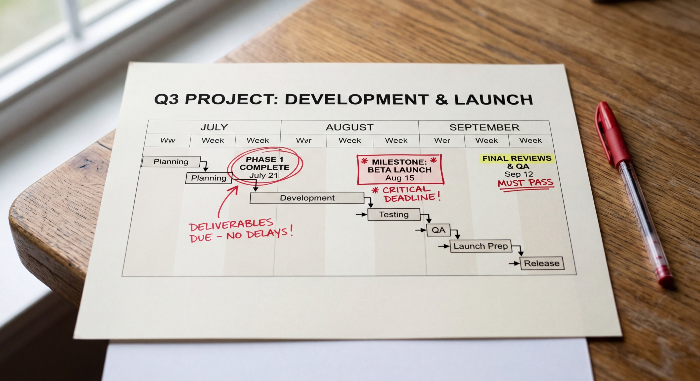Timeline pen marking notification deadlines, representing Washington's strict 30-day breach notification requirement