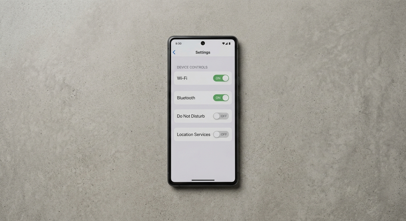 Malta smartphone showing simple on/off toggle switches on a neutral background