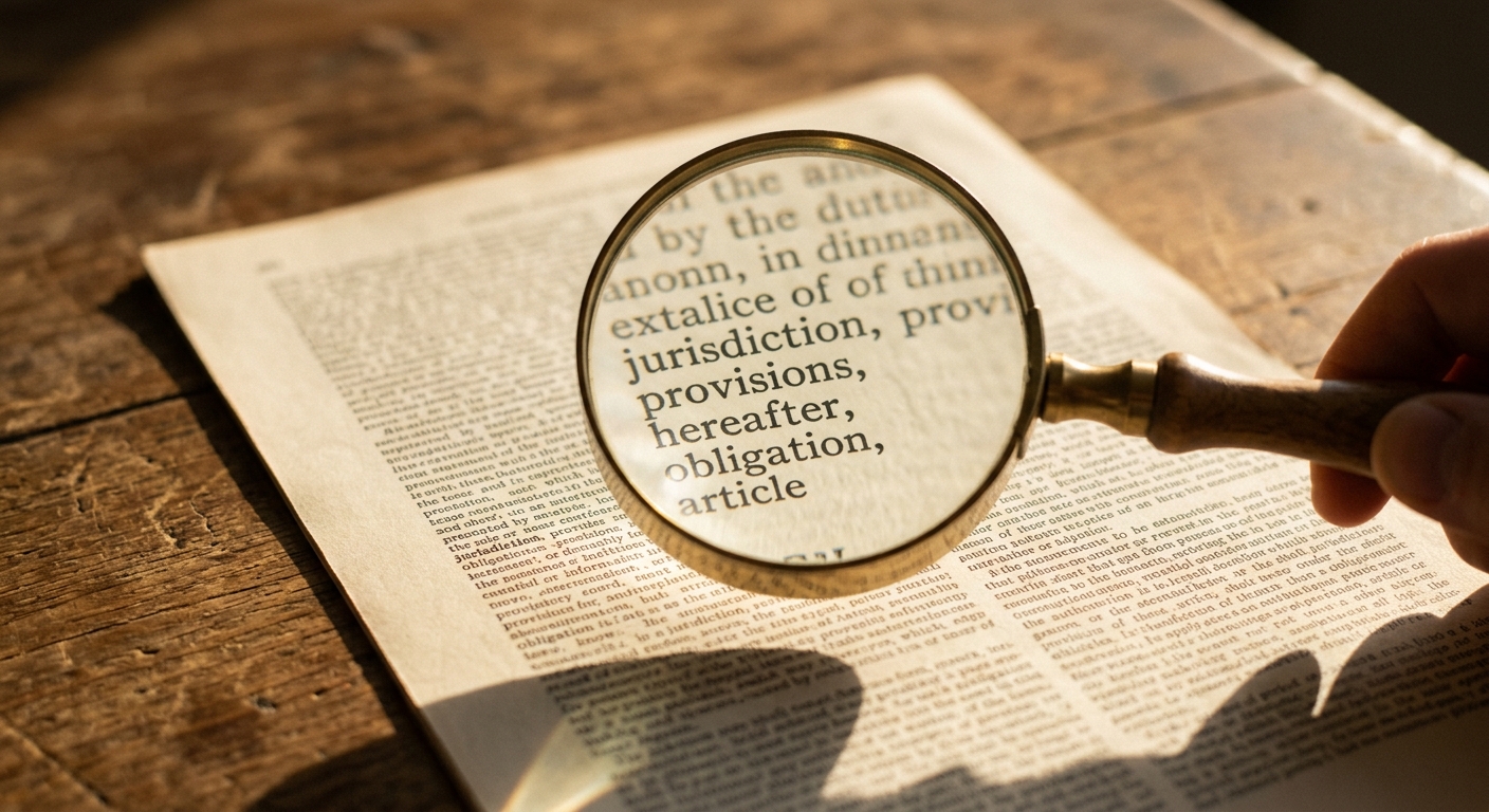 Magnifying glass over printed text, representing analysis of jurisdiction-specific cookie requirements