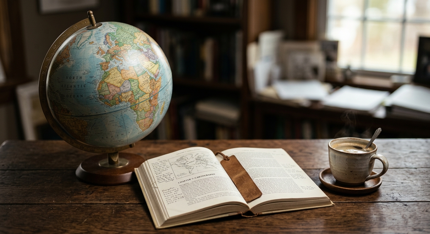 World globe and open book on a desk, representing cookie consent laws across more than 30 countries