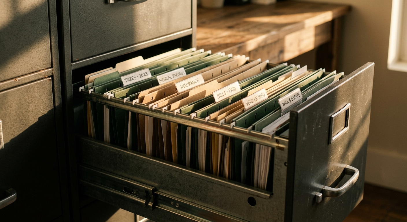 Filing cabinet with organized folders, representing data mapping as the foundation of CCPA compliance