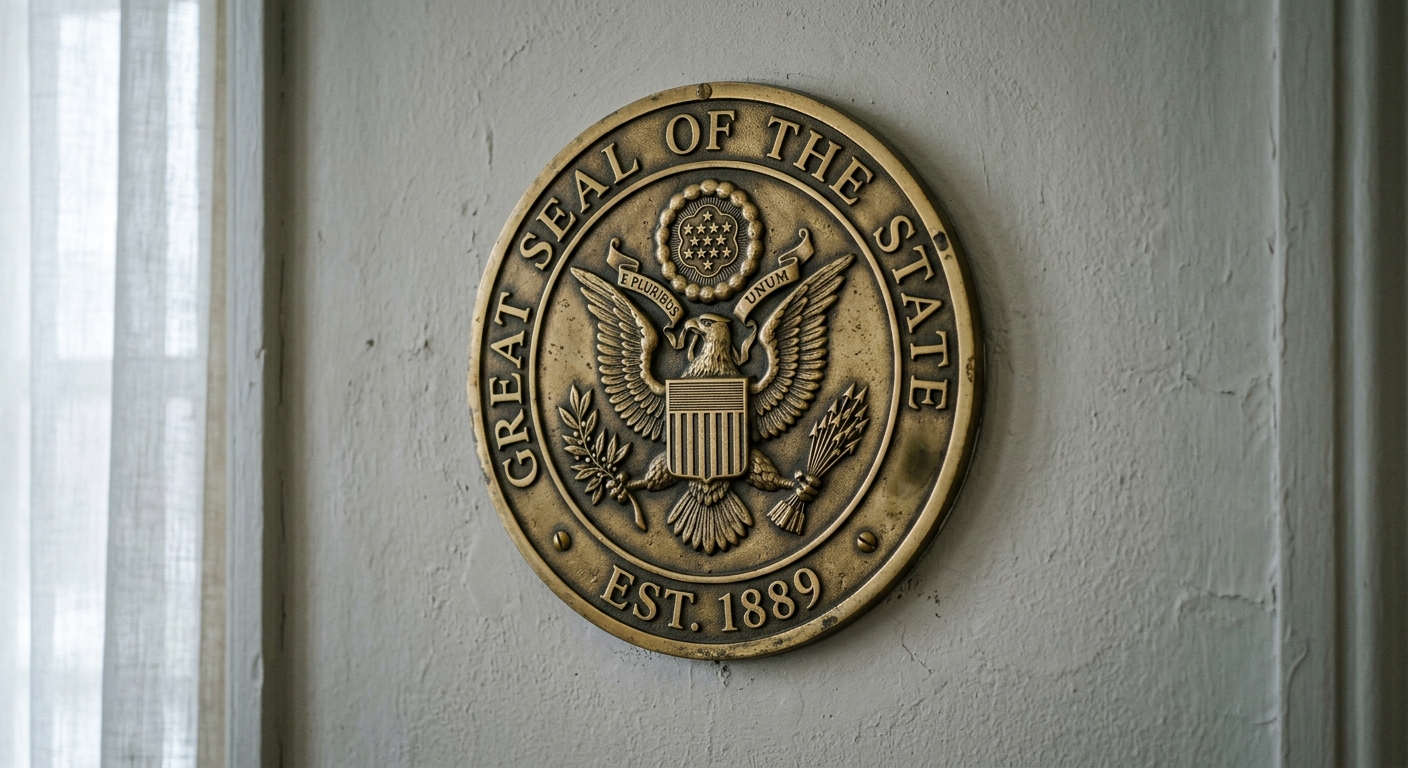 dmca: state seal or government emblem on a wall