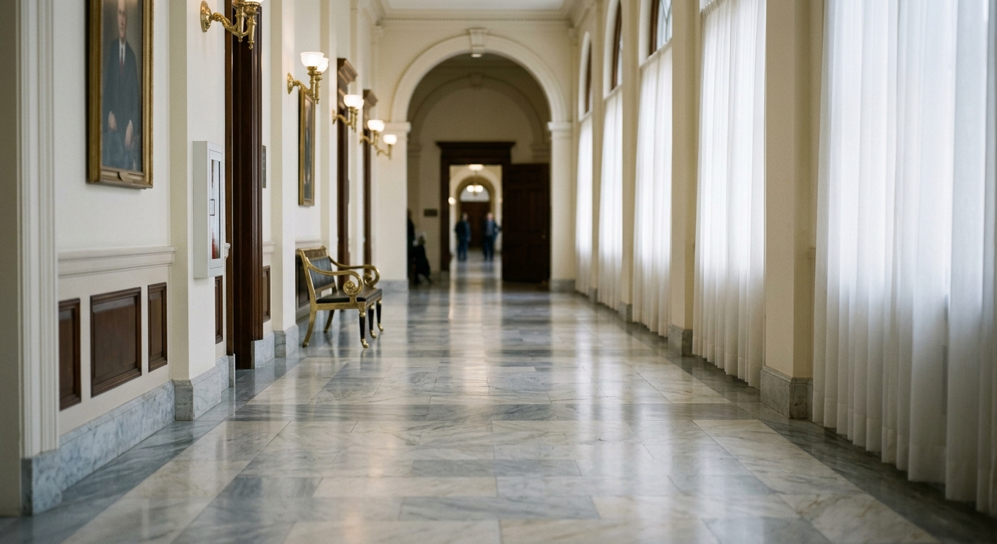 Florida official government building hallway with marble floors