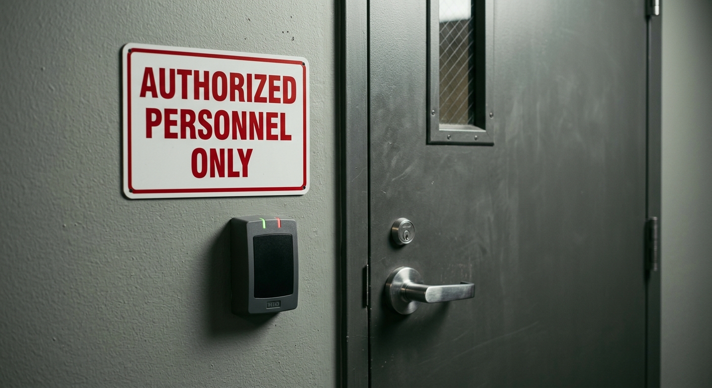 South Carolina authorized personnel only sign beside a closed door