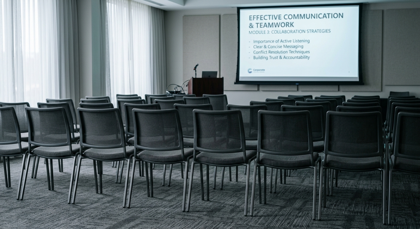 Wisconsin training presentation on a conference room screen