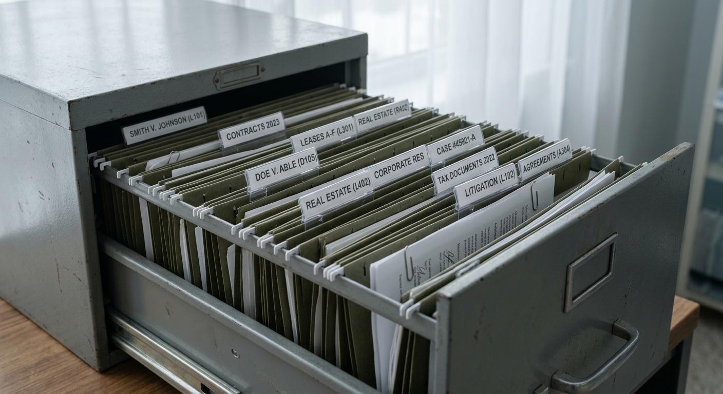 life sentence: filing cabinet with organized legal folders