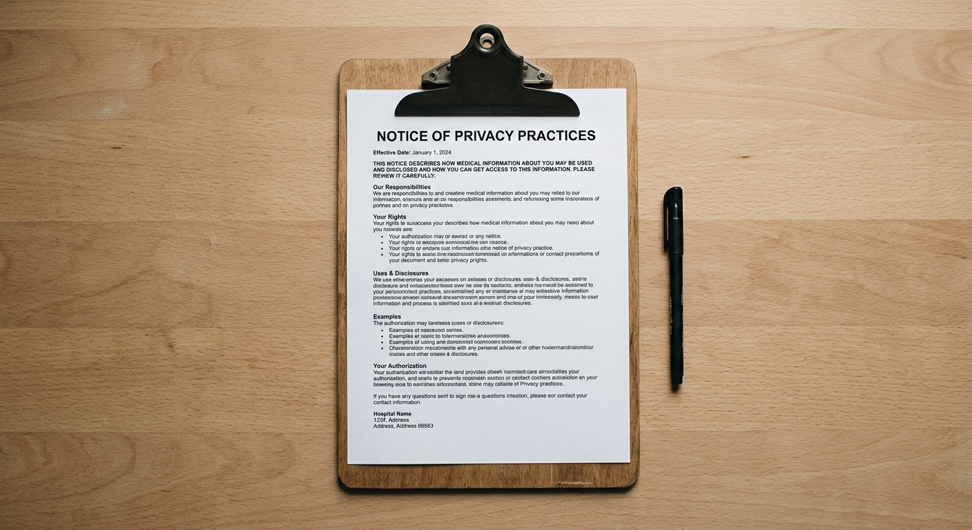 Michigan hipaa notice of privacy practices document on a clipboard