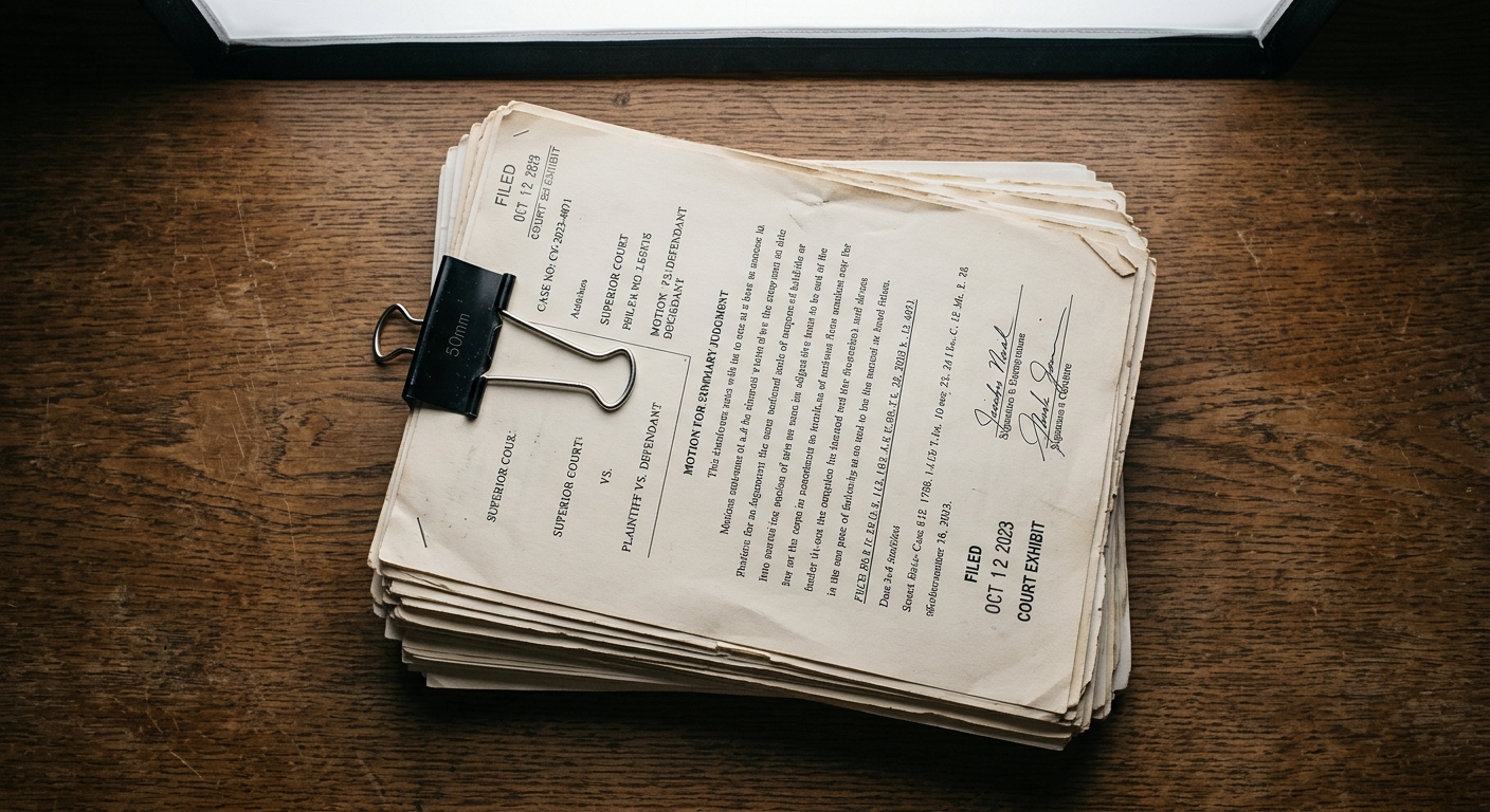 murder: stack of court documents held together with a binder clip