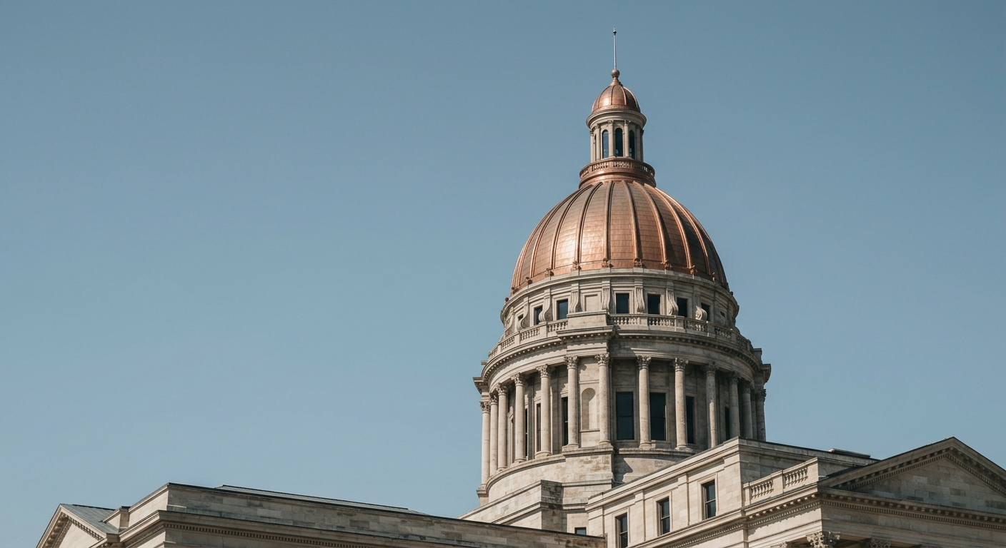 a state capitol building dome against a clear sky