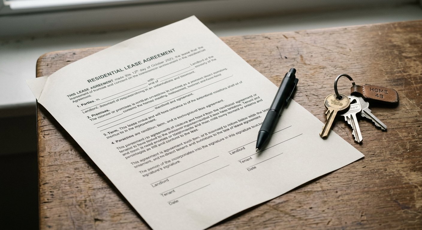 Ohio residential lease agreement with pen and house keys for tenant rights section