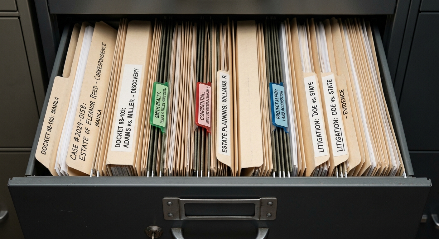 slip and fall: filing cabinet with organized legal folders