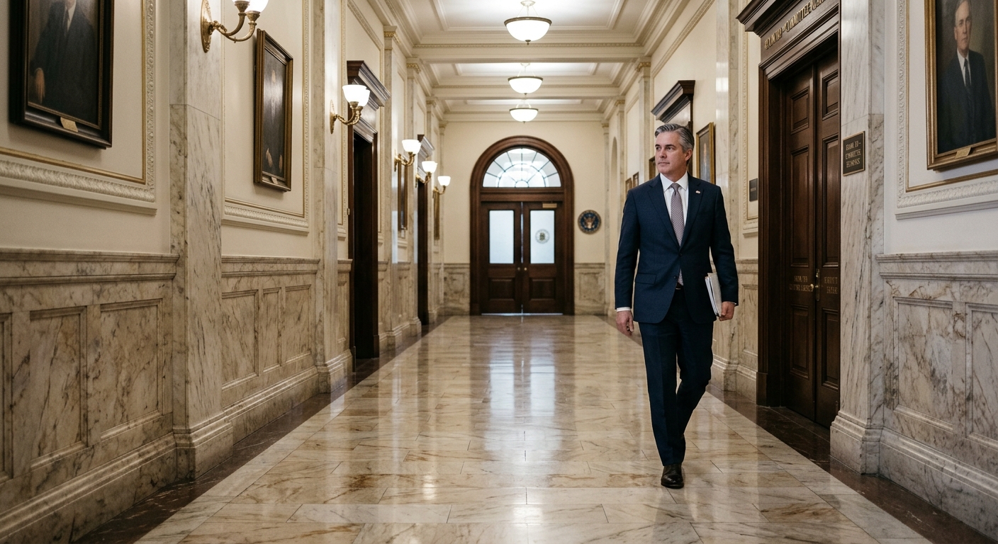 official government building hallway with marble floors