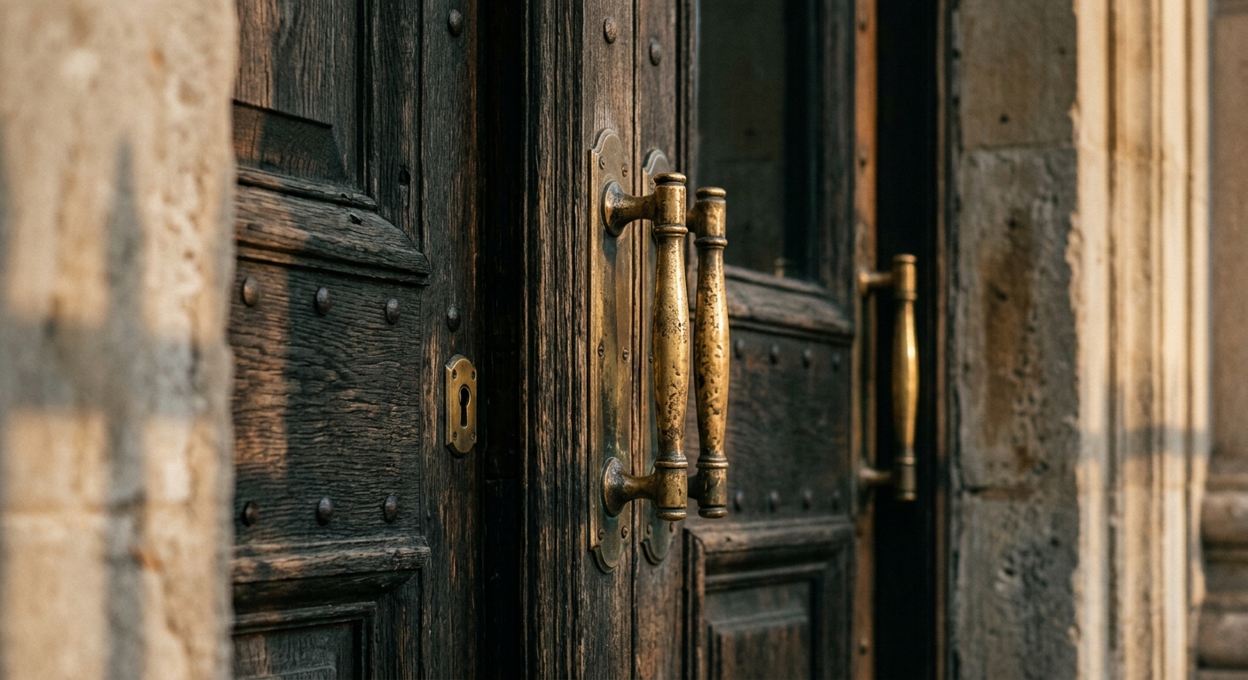 courthouse entrance door with brass handles