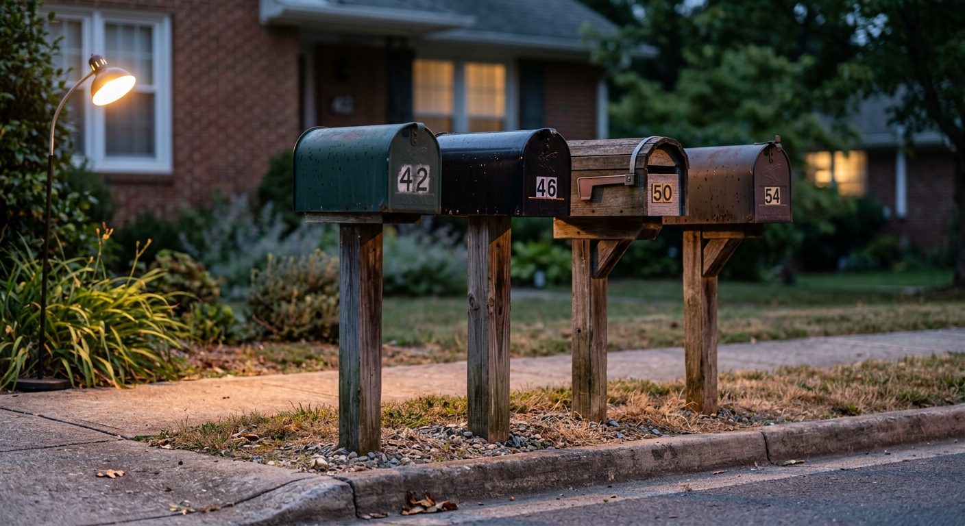 Michigan a row of suburban mailboxes at the curb with house numbers visible