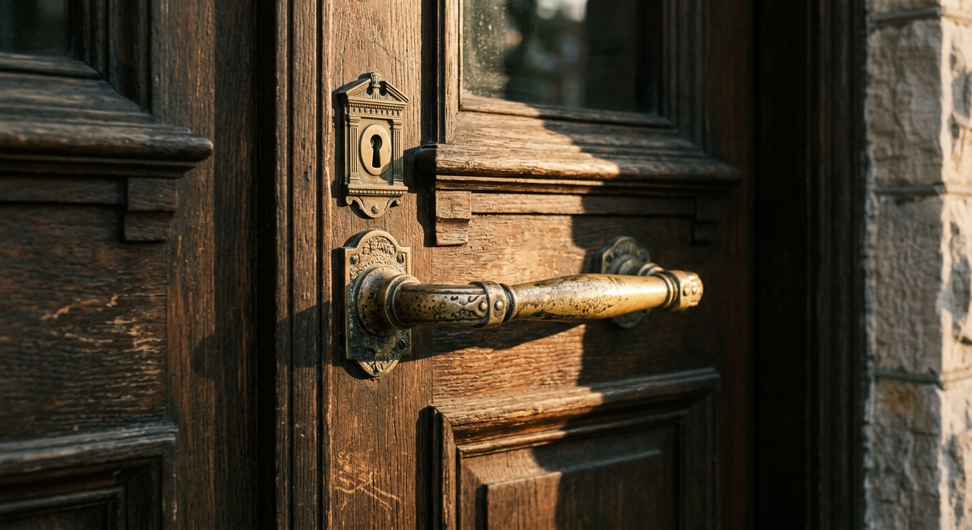 Utah courthouse entrance door with brass handles