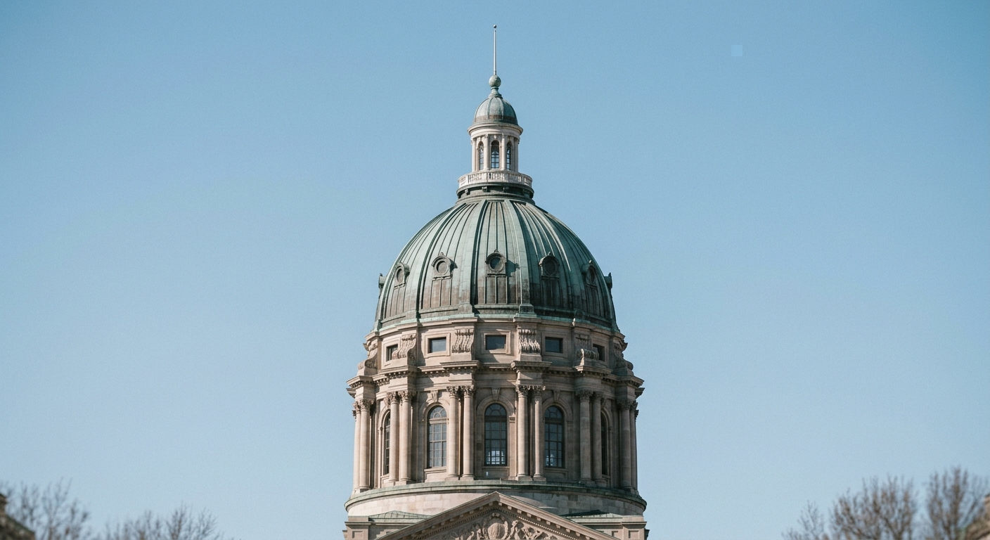 a state capitol building dome against a clear sky