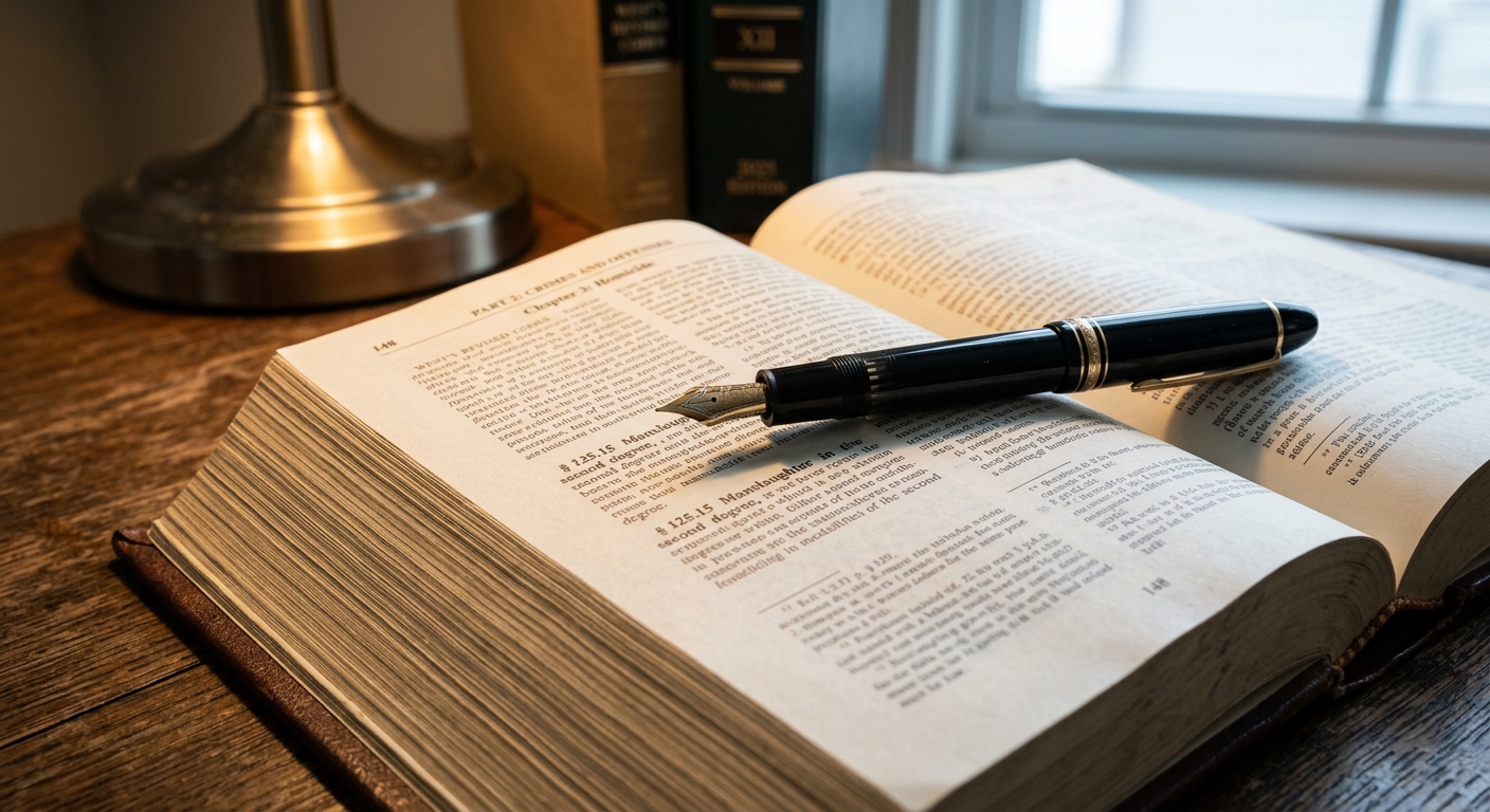 Maryland pen resting on an open legal statute book