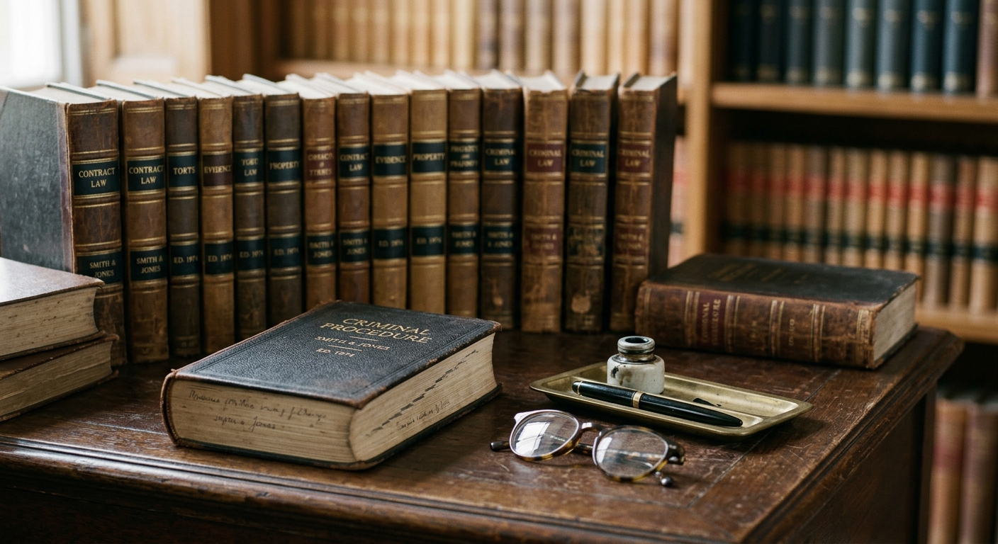 Hawaii library reading room with rows of law books and a wooden desk