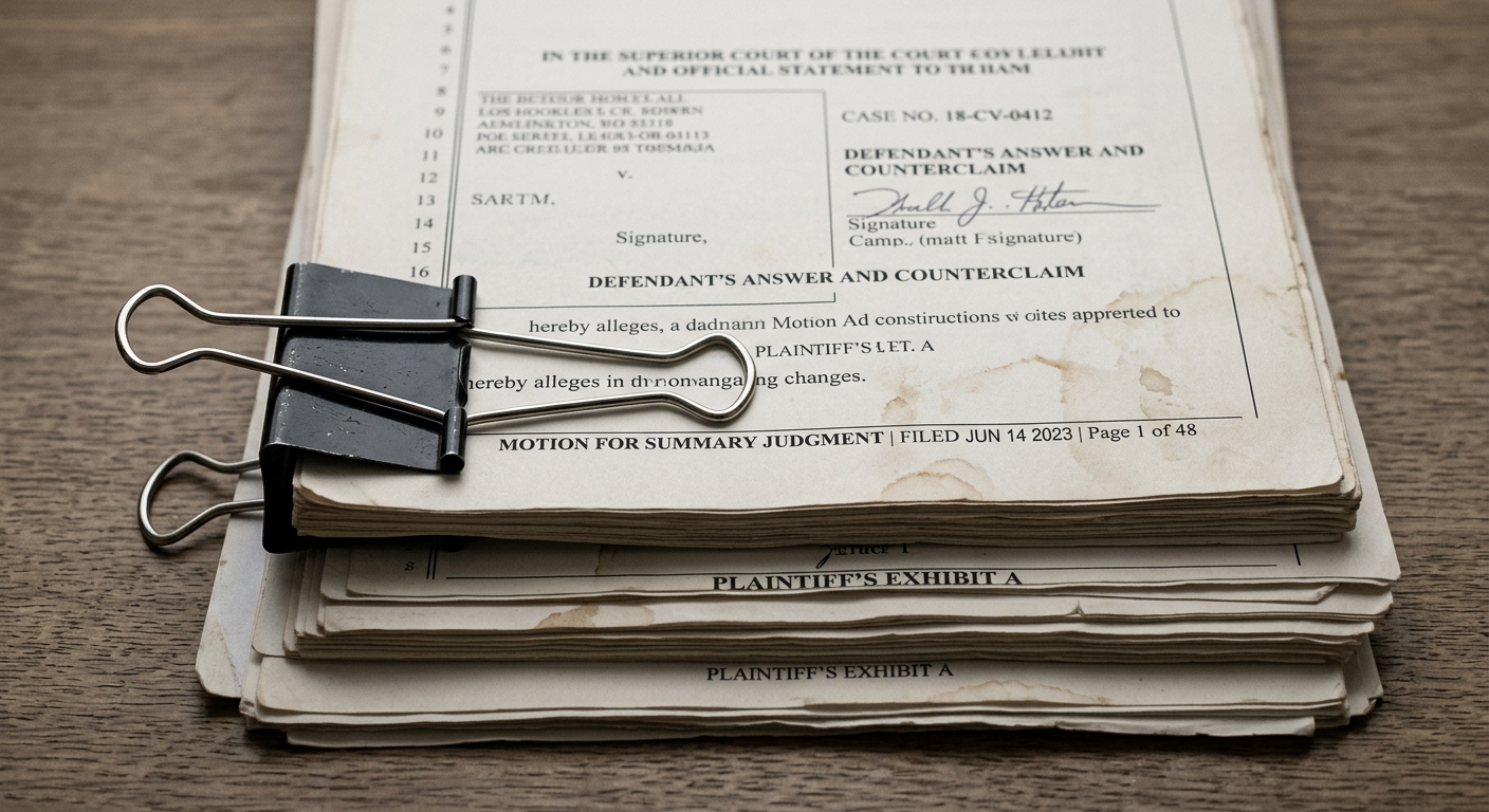 Illinois stack of court documents held together with a binder clip