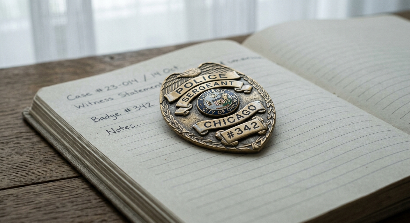 Arkansas police badge resting on a notebook